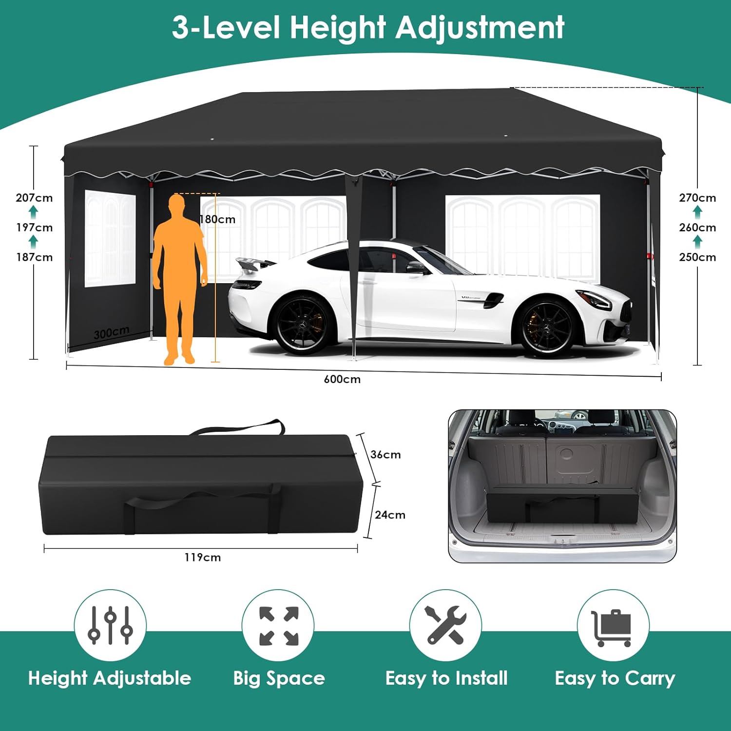 Pavillon 3x6 als Garage geeignet