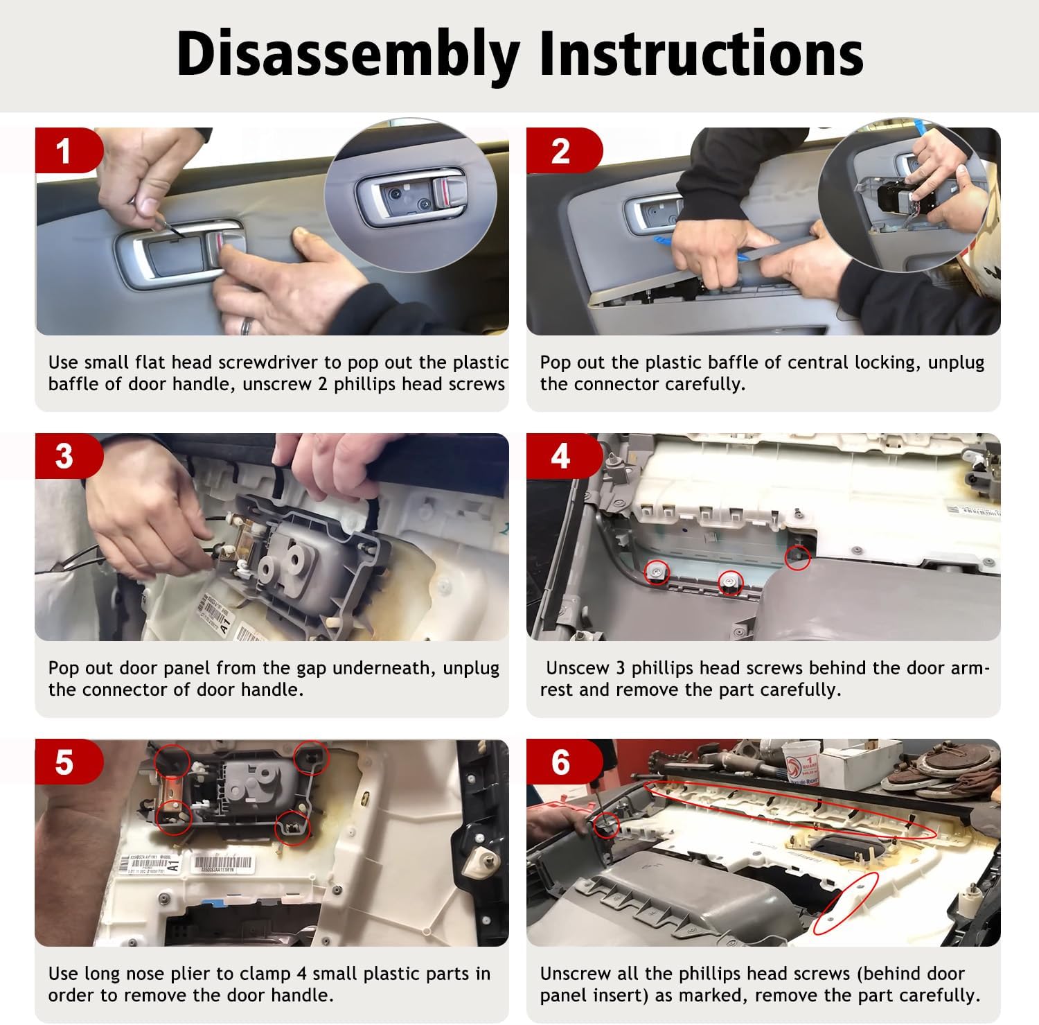 Front Door Panel Insert Cover Replacement for Honda Pilot 2009 2010 2011 2012 2013 2014 2015, Left and Right Side, Vinyl Leather Upholstery, Anti-scratch, Gray