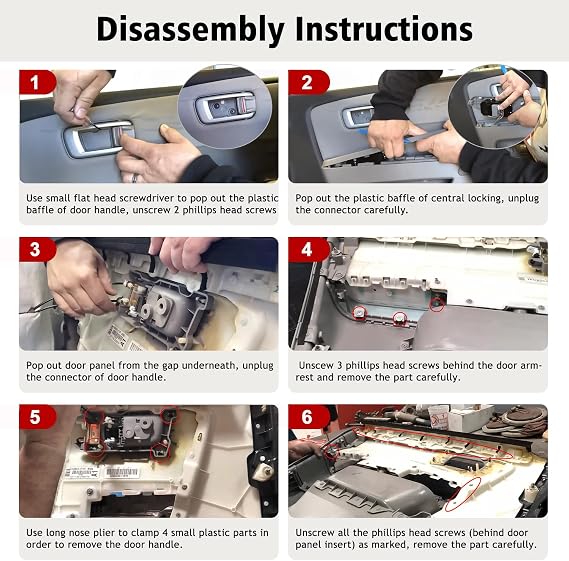 Front Door Panel Insert Cover Replacement for Honda Pilot 2009 2010 2011 2012 2013 2014 2015, Left and Right Side, Vinyl Leather Upholstery, Anti-scratch, Black