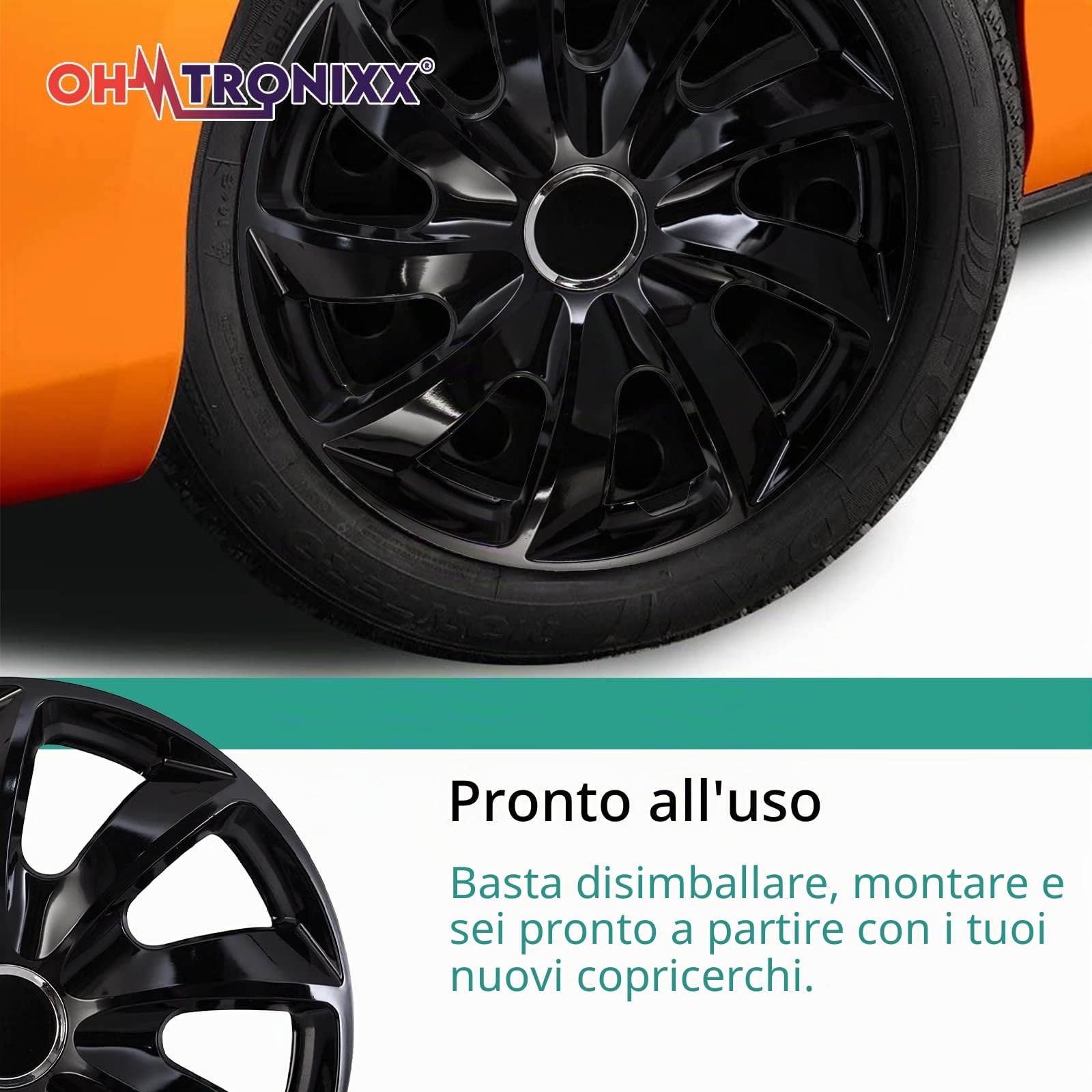 Copricerchi STIG nero, 17 pollici, set da 4 pezzi