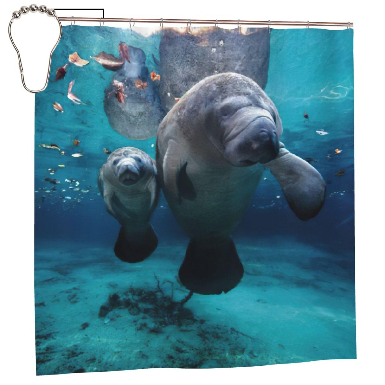 Rideau de douche imprimé lamantins indiens polyester 183x183