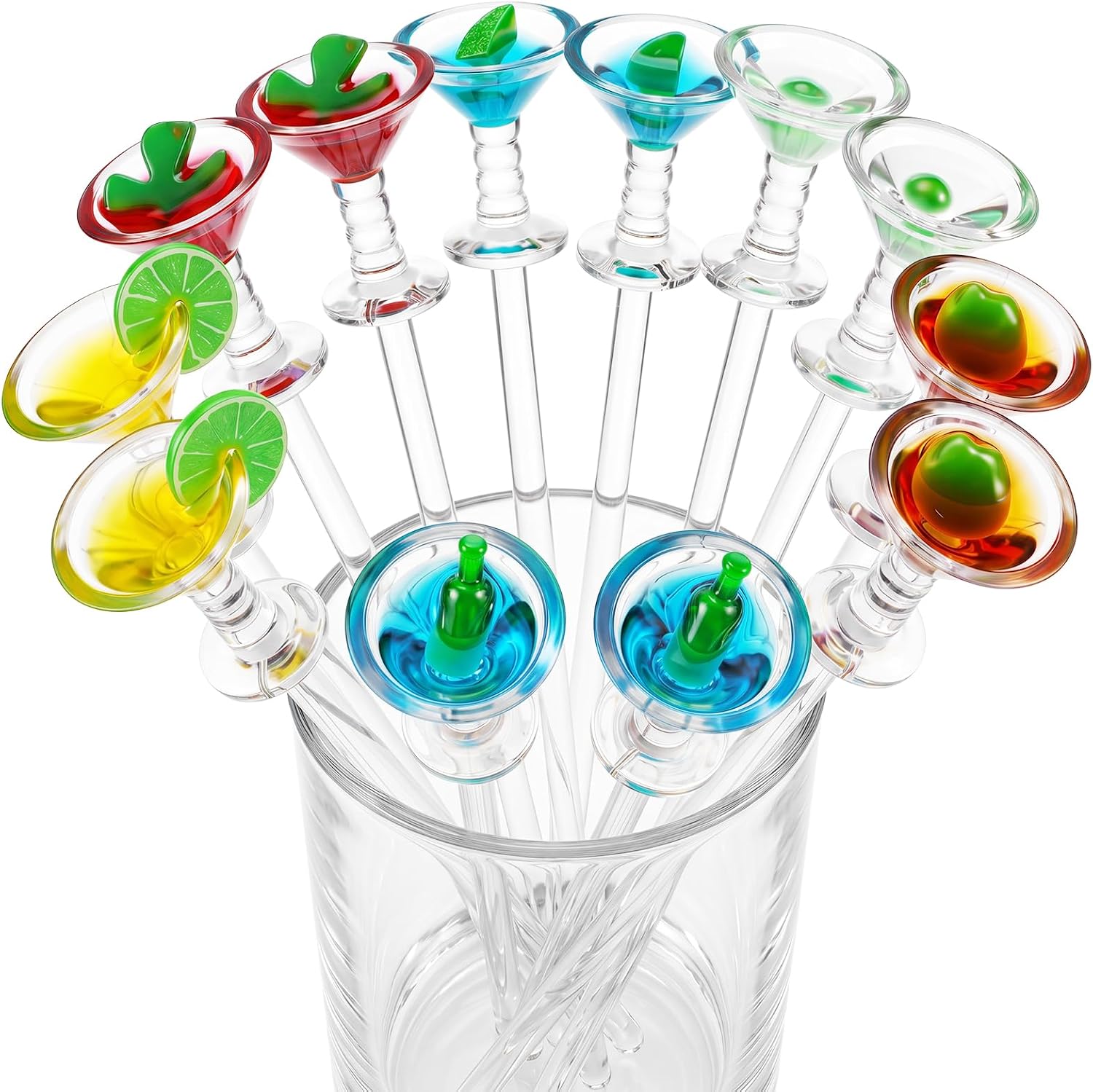 Newtay 12 Pcs Martini Sticks for Olives, 4.7'' Acrylic Cocktail Picks