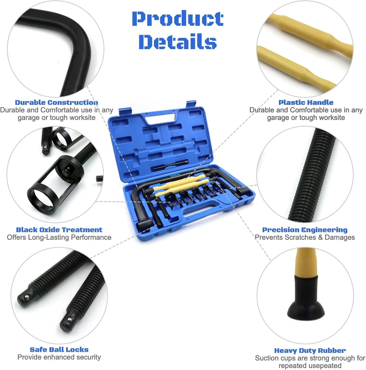 Handook 12Pcs Valve Spring Compressor with Valve Lapper Tool, Valve Spring Removal Tool with C Clamp for Motorcycle, ATV, Car, Small Engine Vehicle Equipment