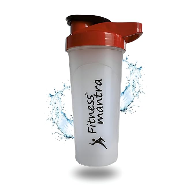 Fitness Mantra® 700ml Gym Protein Shaker Bottle with Mixer Ball for Men & Women [Capacity 700 ml, Red Color] at Rs. 118