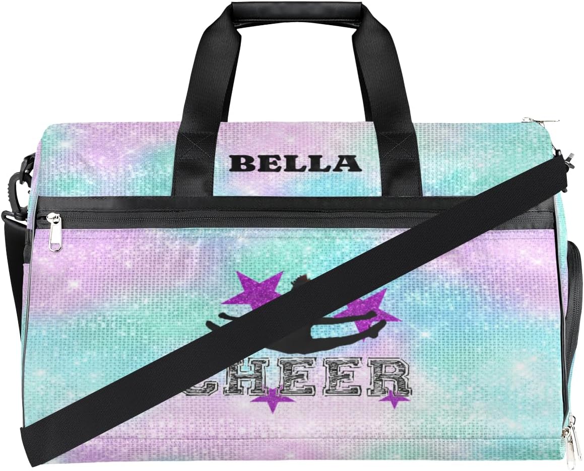 Personalized Cheerleader Gym Bag, Glitter, Waterproof, 19.7" x 9.9" x 13", Sports and Travel Duffel Bag