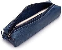 Vista 7 de Londo Lápiz y estuche de cosméticos con cremallera de cuero genuino