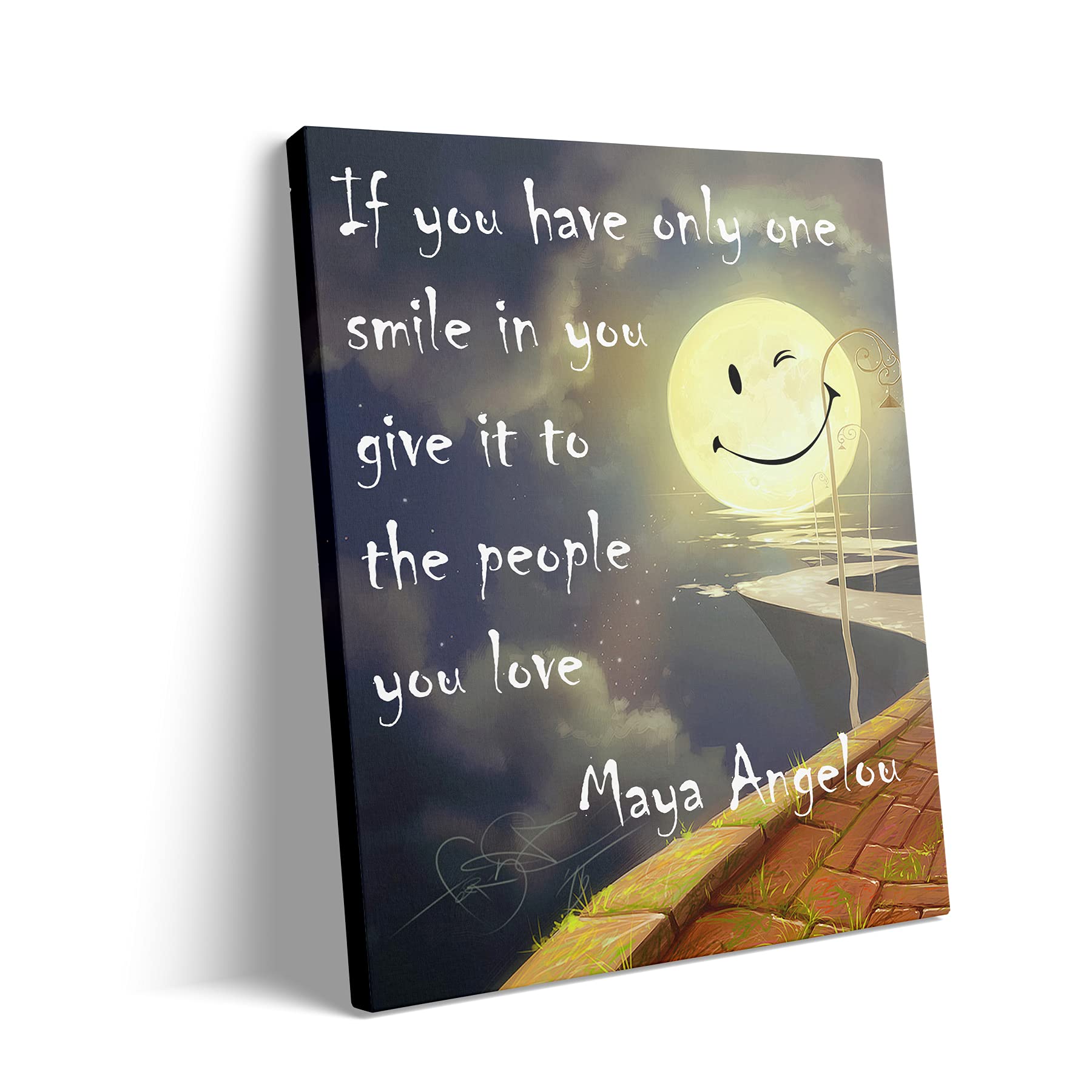 Maya Angelou Quotes Wall Art, Mia Angelou Wall Art, Framed Quotes Wall Decor, Poem Posters, Maya Angelou Poetry, Smiley Face Poster, Smile Poster (8"x10", Smile)