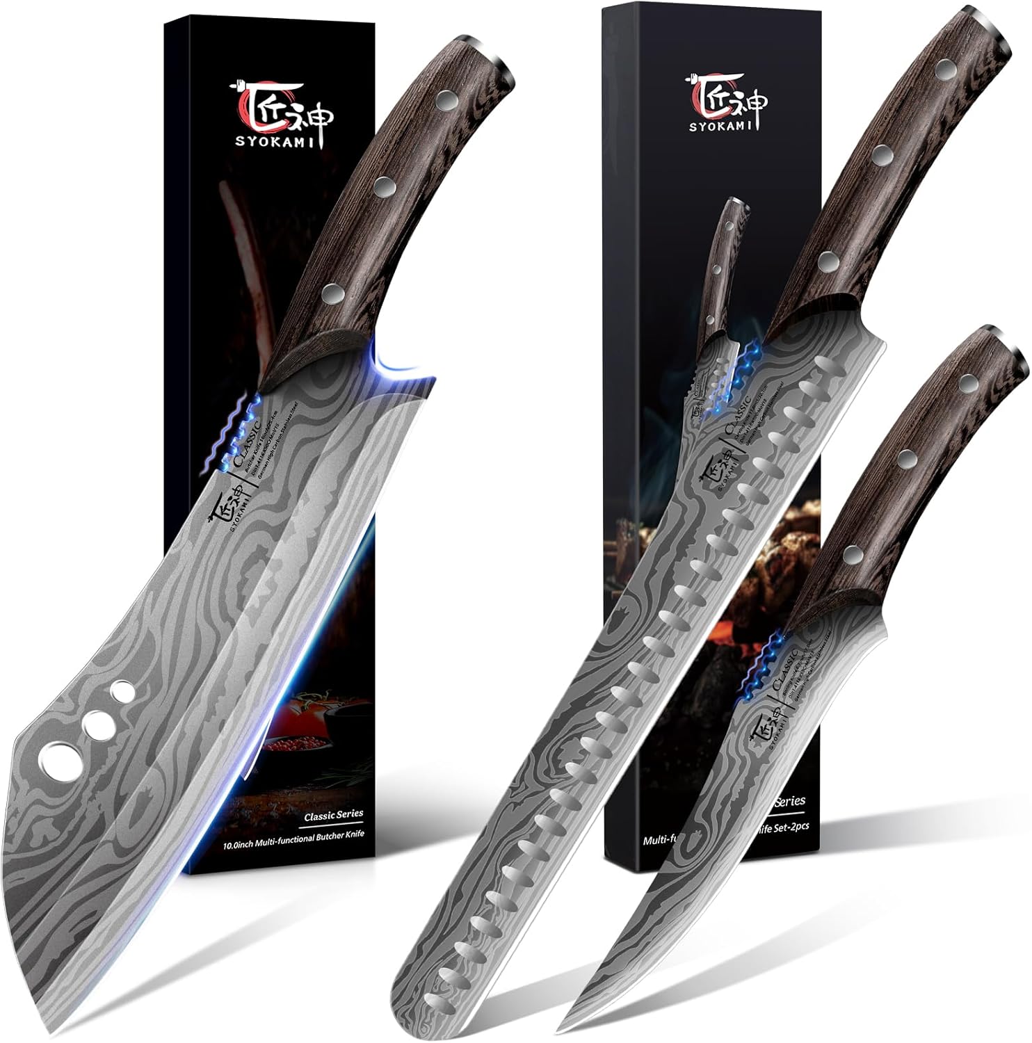 BBQ Carving Knives Set+Butcher Knife 10 Inch, Japanese Style