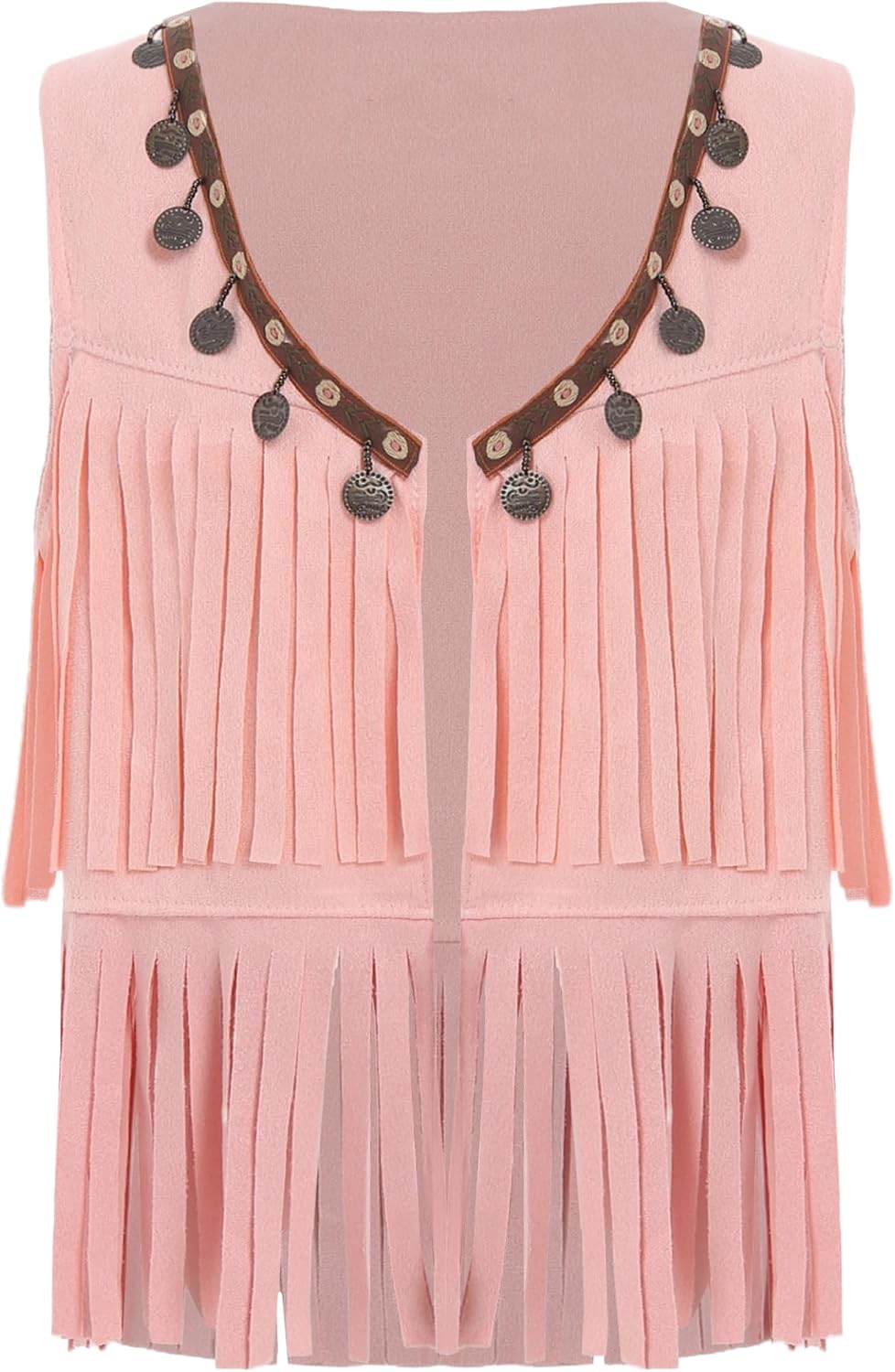 Kids Girls Western Cowboy Cowgirl Waistcoat Sleeveless Fringe Tassel Bohemia Style Outerwear Vest
