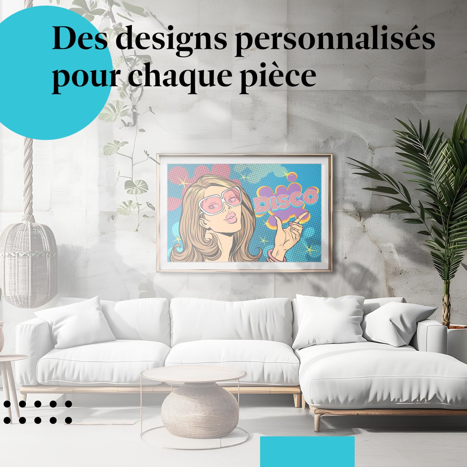 Postereck - 1126 - Pop Art, Femme, Lunettes de Soleil, Disco Rétro. Art Mural Tirage – Décoration Pop Art, musique, Poster - toile - 100,0 cm x 75,0 cm