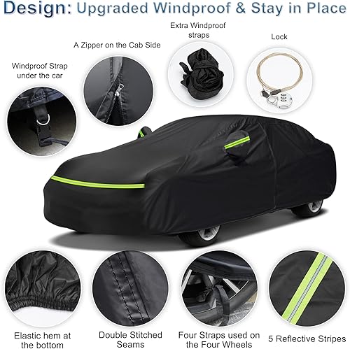 Miniatura 3 de Funda de coche para exteriores para Porsche Panamera 2014-2025, impermeable, resistente al viento, protección completa con cremallera y bolsa de