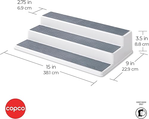 Miniatura 66 de Copco organizador antideslizante de 3 niveles para despensa, para armario de cocina, para especias, de 10 pulgadas, color carbón Carbón