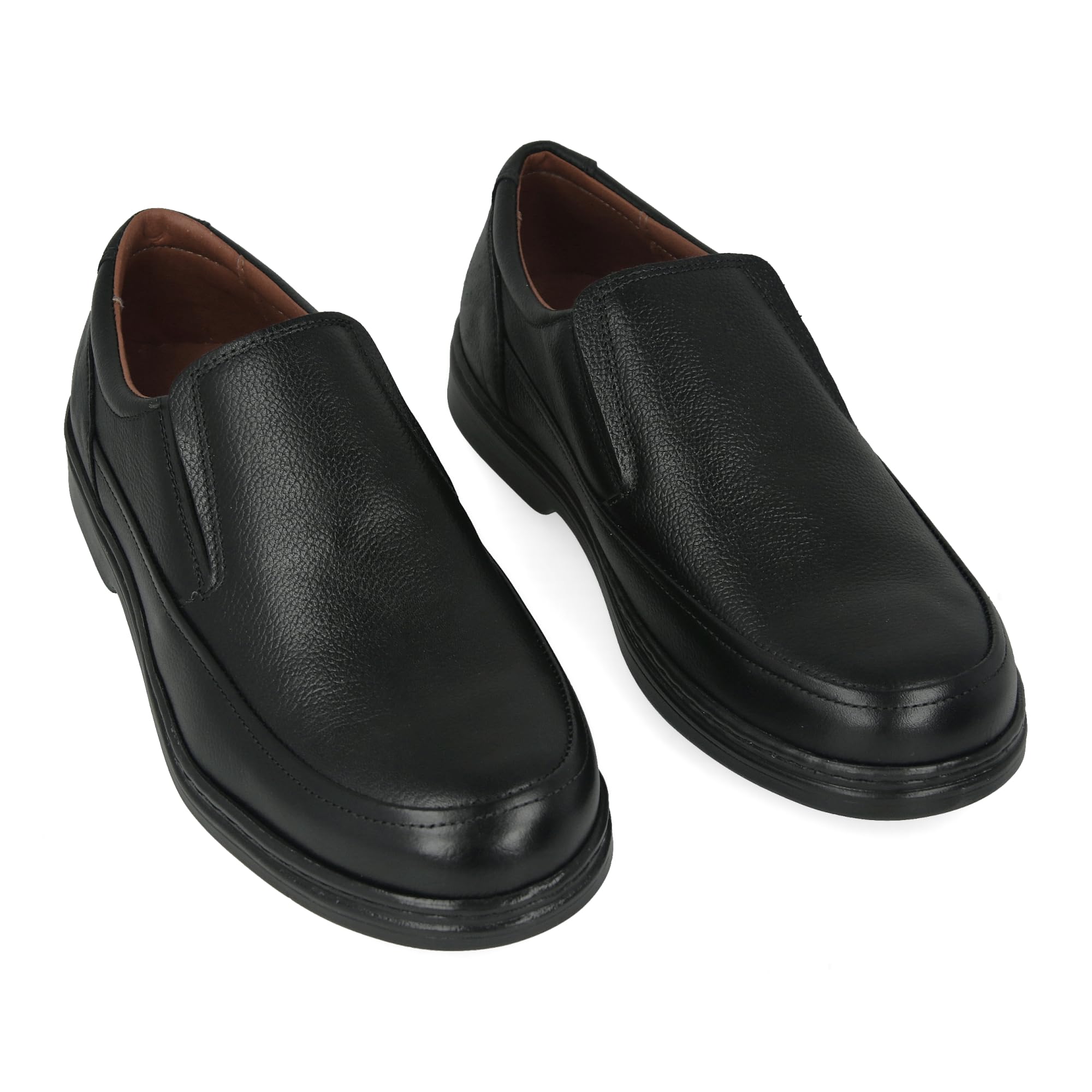 Scarpe da Lavoro in Pelle da Uomo, Uniformi, Sanità e Ristorazione. Fatto in Spagna. Imbottito. Suola di Gomma. Ideali Camerieri, Polizia. Lacci e Strappo