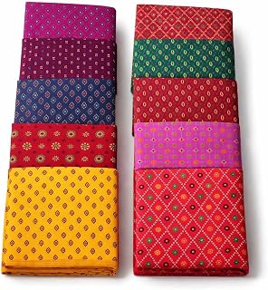 VIDĀNA Women’s Printed Terry Cotton Blouse Piece Material | Unstitched | Mixed Colors | Pack of 10 | Suitable for Pooja, W... Price In India