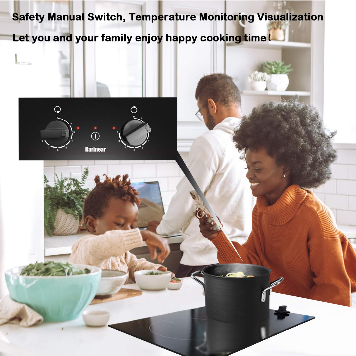 Karinear Dual Burner Induction Cooktop 12 Inch Electric Stovetop, 2