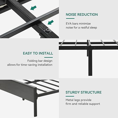 Miniatura 7 de YITAHOME Marco de cama tamaño Queen, marco de cama LED con 2 puertos USB, marco de cama de plataforma con espacio de almacenamiento debajo de la