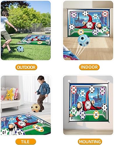 Miniatura 4 de Stryka Skillzone - Juego de objetivos de precisión de fútbol, juego de fútbol para interiores y exteriores, juguete plegable de franela (azul y