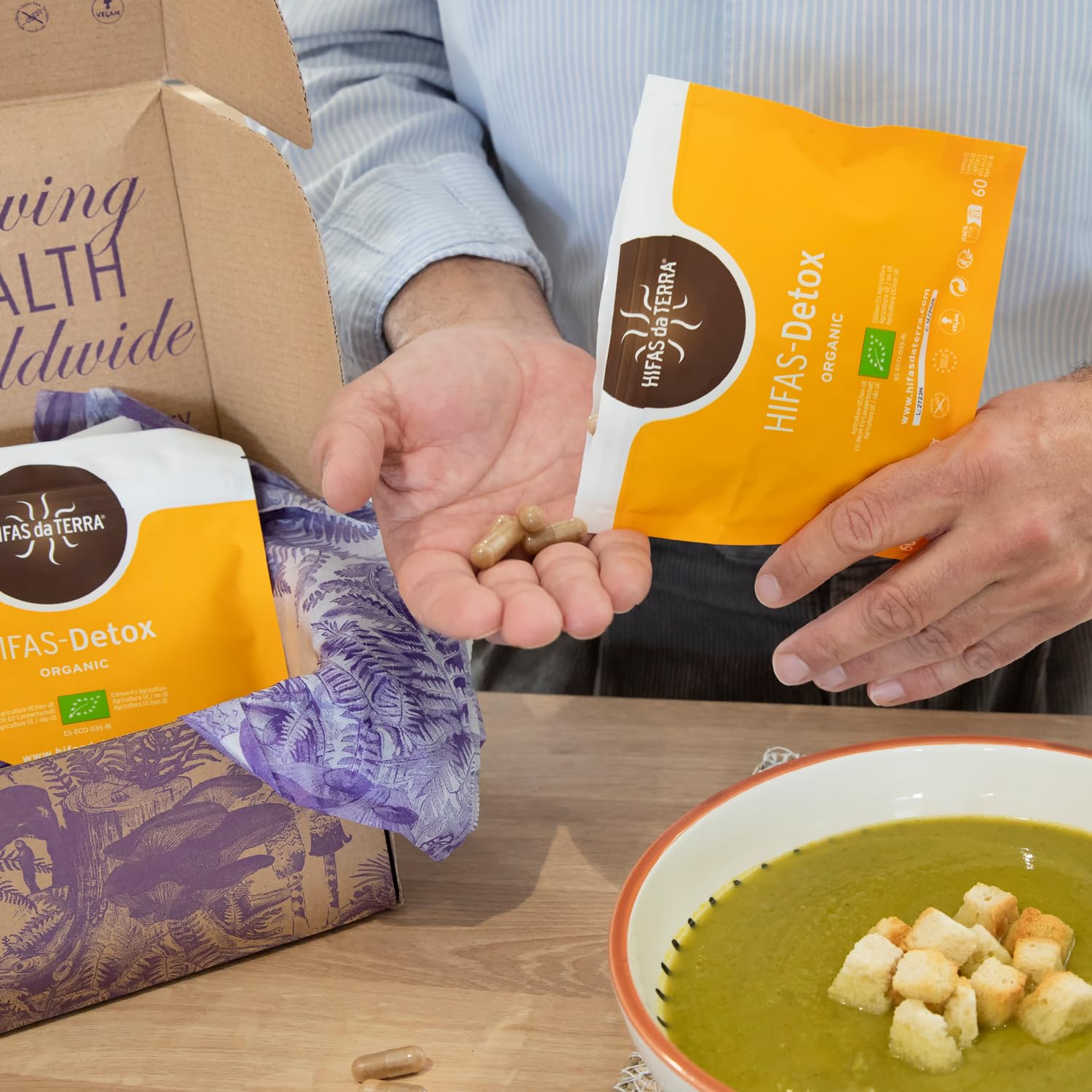 HIFAS DA TERRA - HIFAS-Detox Extractos de Hongos Puros de Maitake, Polyporus y Vitamina C para Combatir el Estrés Oxidativo - Refill 60 cápsulas