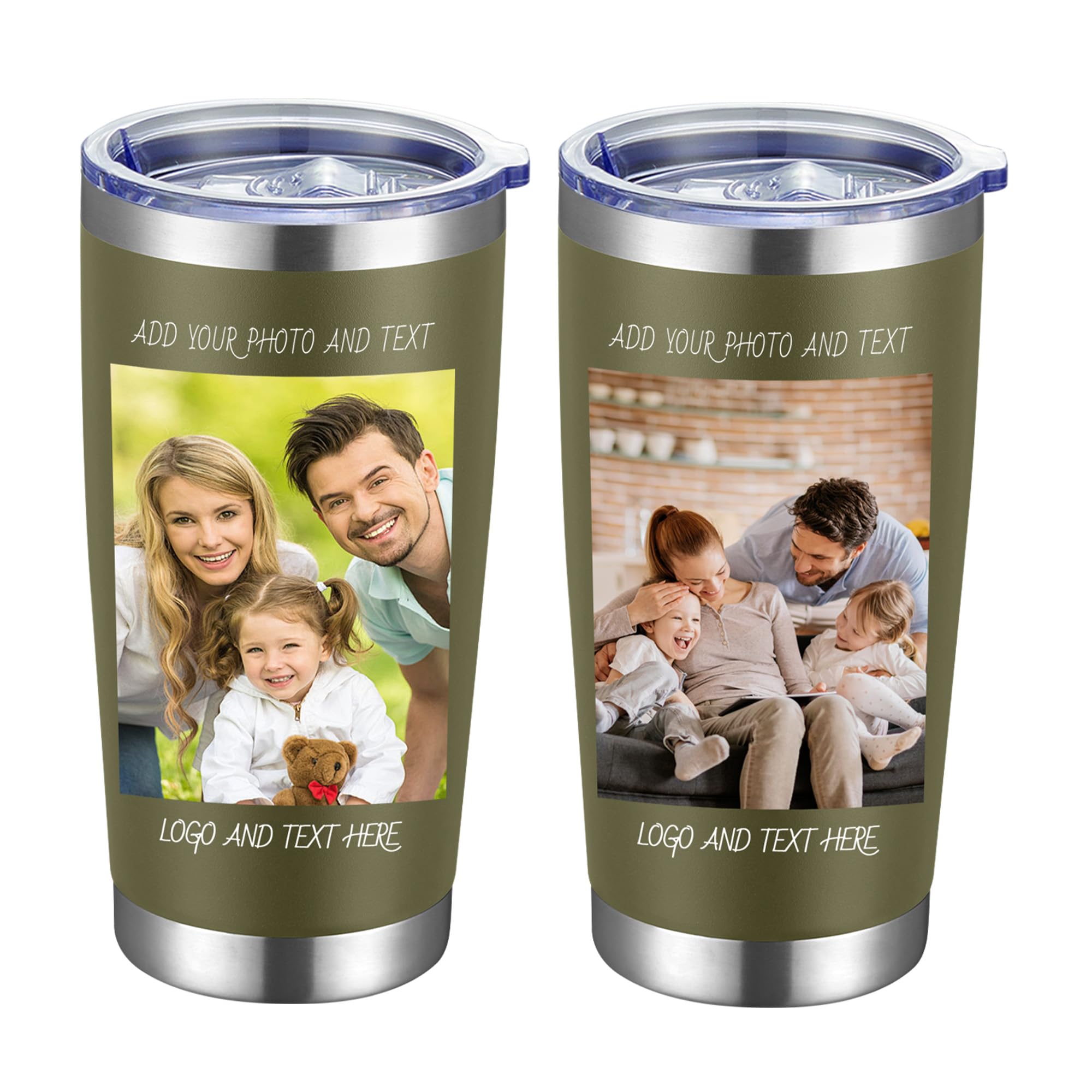 Personalized Stainless Steel Coffee Tumbler,20oz Custom Water Bottle,Insulated Tumblers with Lids and Straws, Customizable Logo Pictureto, Engraved Termos
