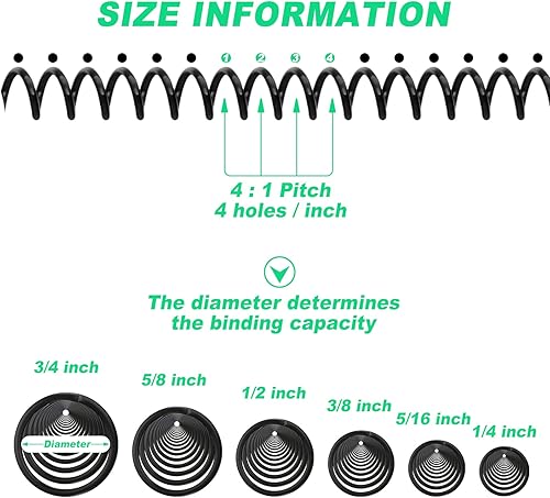 Miniatura 2 de Paquete de 120 bobinas de encuadernación en espiral de plástico, kit de encuadernación en espirales de varios tamaños, peines de encuadernación en