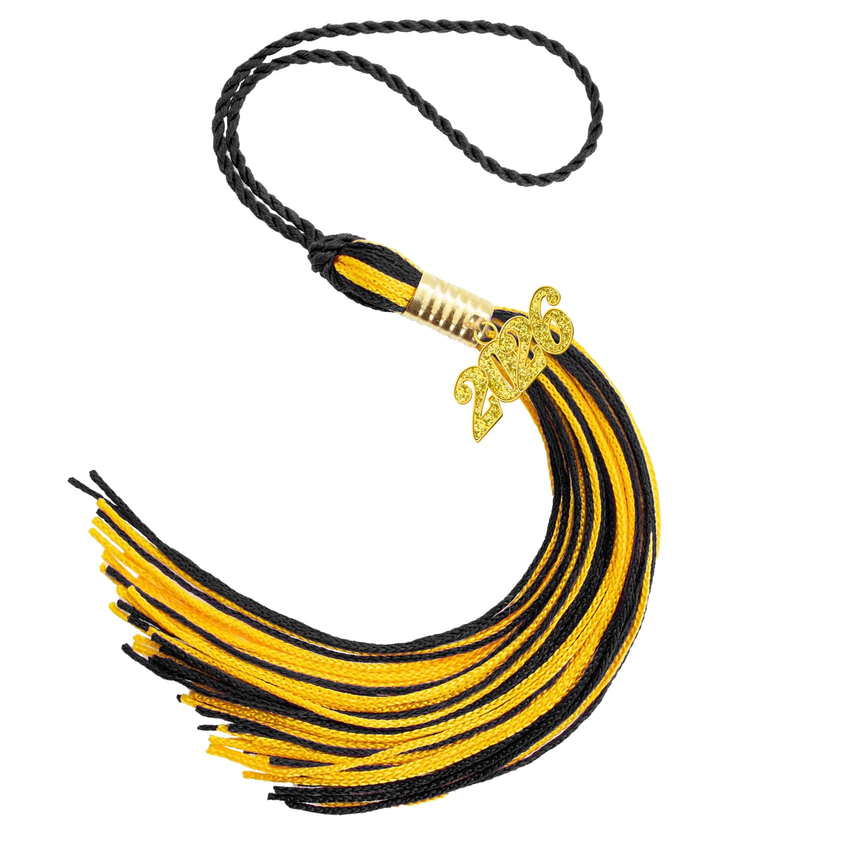 Photo 1 of 2026 Black Gold Gradution Tassel with Golden Charm for Graduation Cap Hat Gown Headband Decorations Senior Class of 2026 Congrats Grad Party Favors Supplies Ceremonies Memorial Graduations Decor