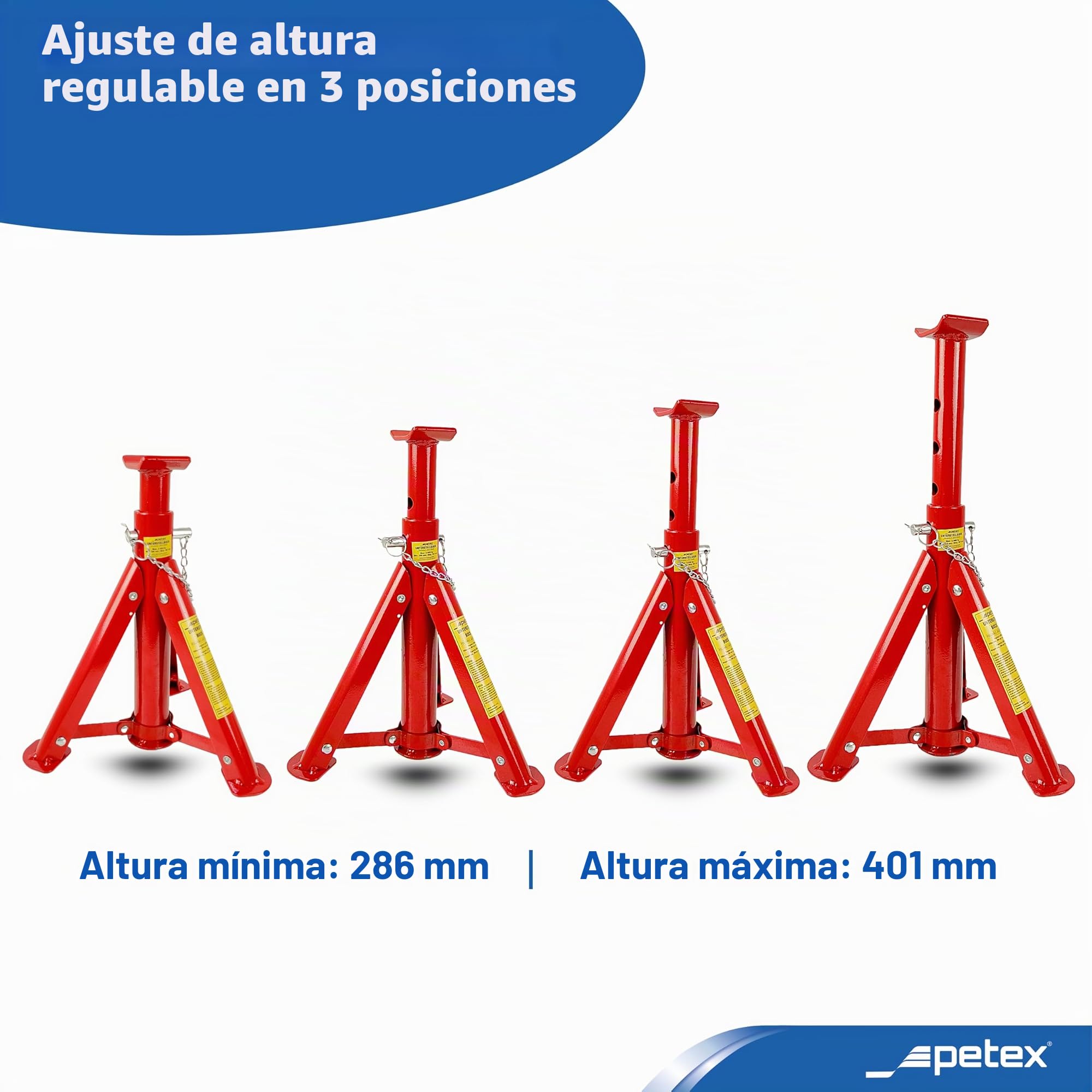 PETEX Juego de 2 caballetes Ajustables y Plegables, 3 t, Color Rojo