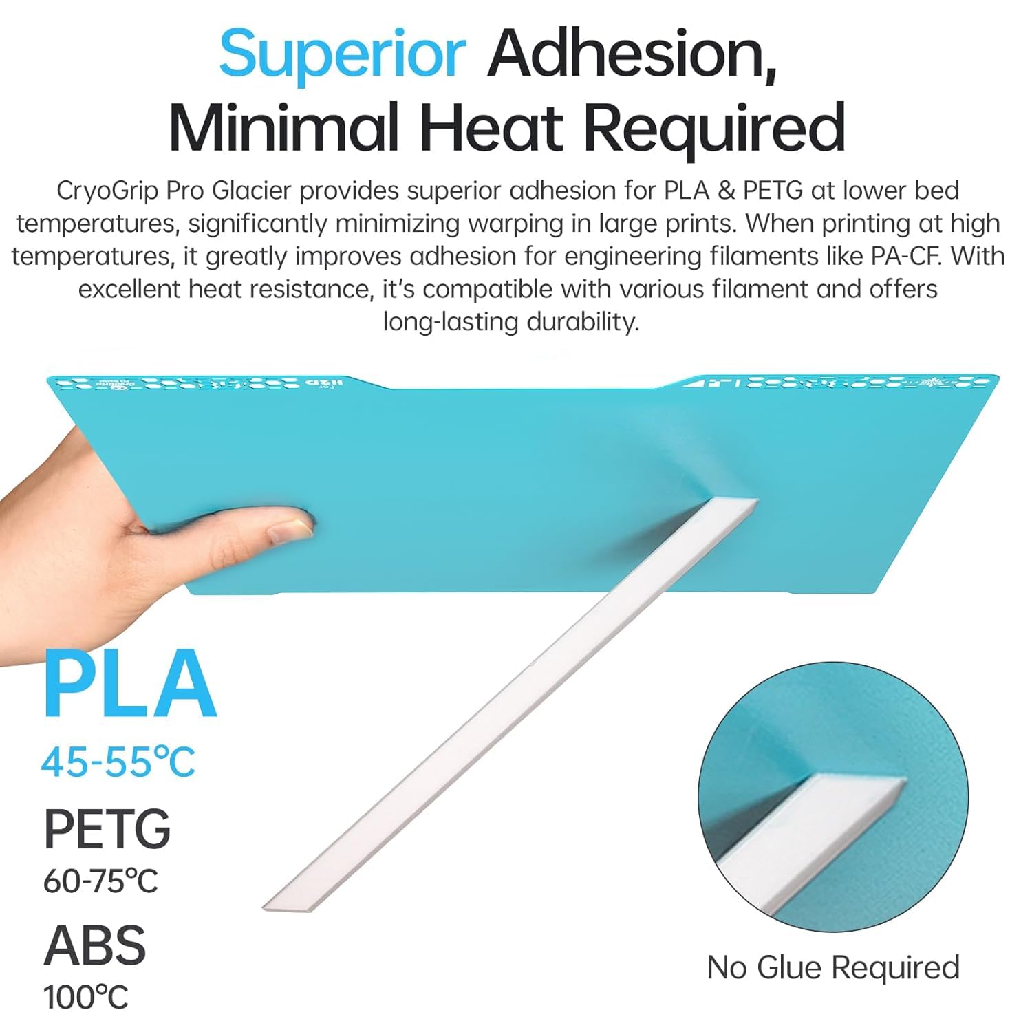 BIQU CryoGrip Pro Glacier-Original Panda Build Plate,Strong Bond,346x355mm | Double Sided Spring Steel Sheet for Bambu-Lab H2D/H2S 3D Printer, Upgrade Build Plat