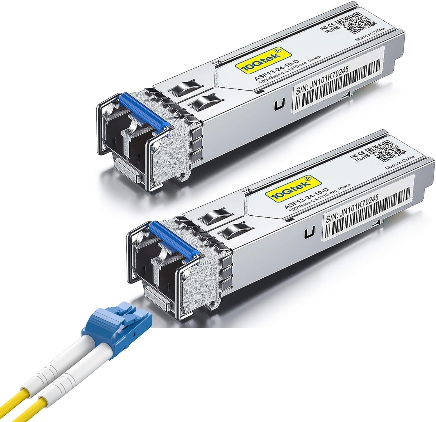 1 Pack of 30M LC to LC OS2 Fiber Patch Cable & 2 Pack of 1.25G SFP 1000Base-LX Transceiver