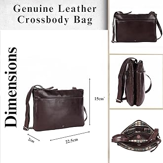 9 inch Genuine Leather Crossbody Sling Bags for Women, Trendy Casual Office Bag with Adjustable Strap