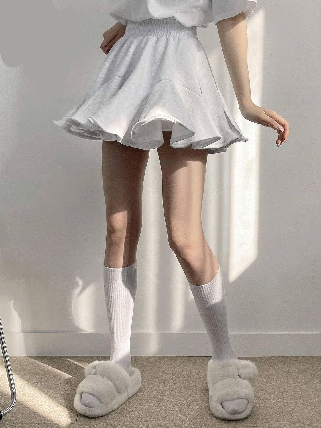 Womens Casual Loose Flowy Skort Skirt with Elastic Waist Perfect for Beach and Everyday Wear