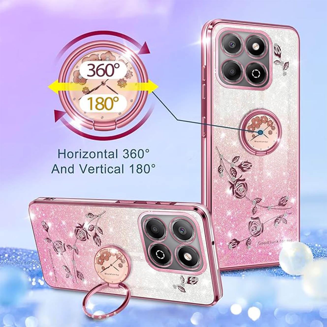 YUEQIAN Cover Glitterata Per Honor X6b 4G, Ultra Sottile Brillantini