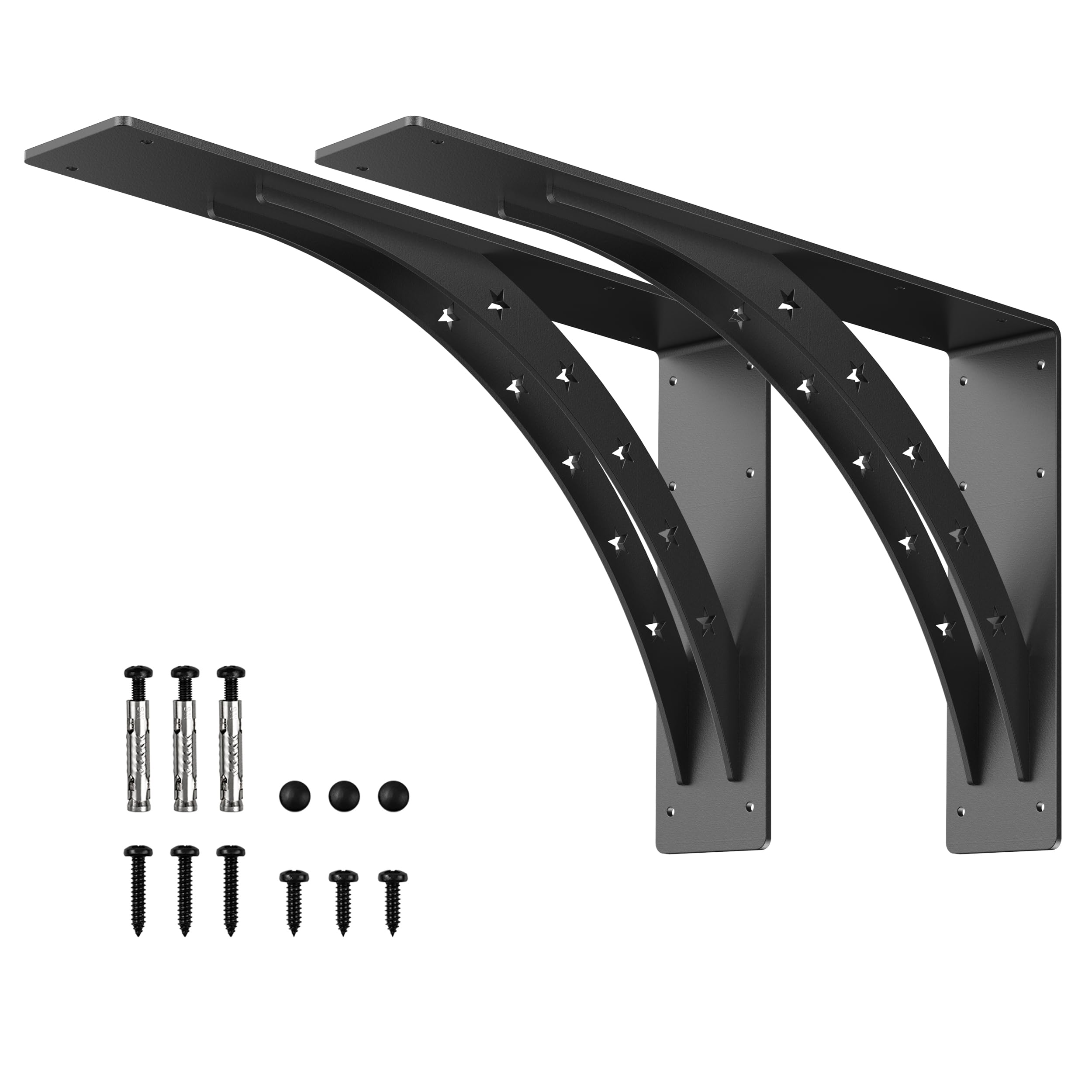 PICESA Heavy Duty Shelf BracketsοΌmax Load 900 LBS,Premium Alloy Metal Mantel Brackets , (Set of 2) Fireplace Mantel Brackets - Countertop Support Brackets (Matte Black, 24 inch x 15 inch)
