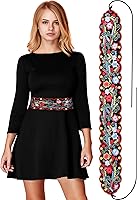 Jeere Women's Embroidered Mexican Floral Belt - Traditional Fiesta Sash for Dresses, Cinco de Mayo Luau Party Waistband