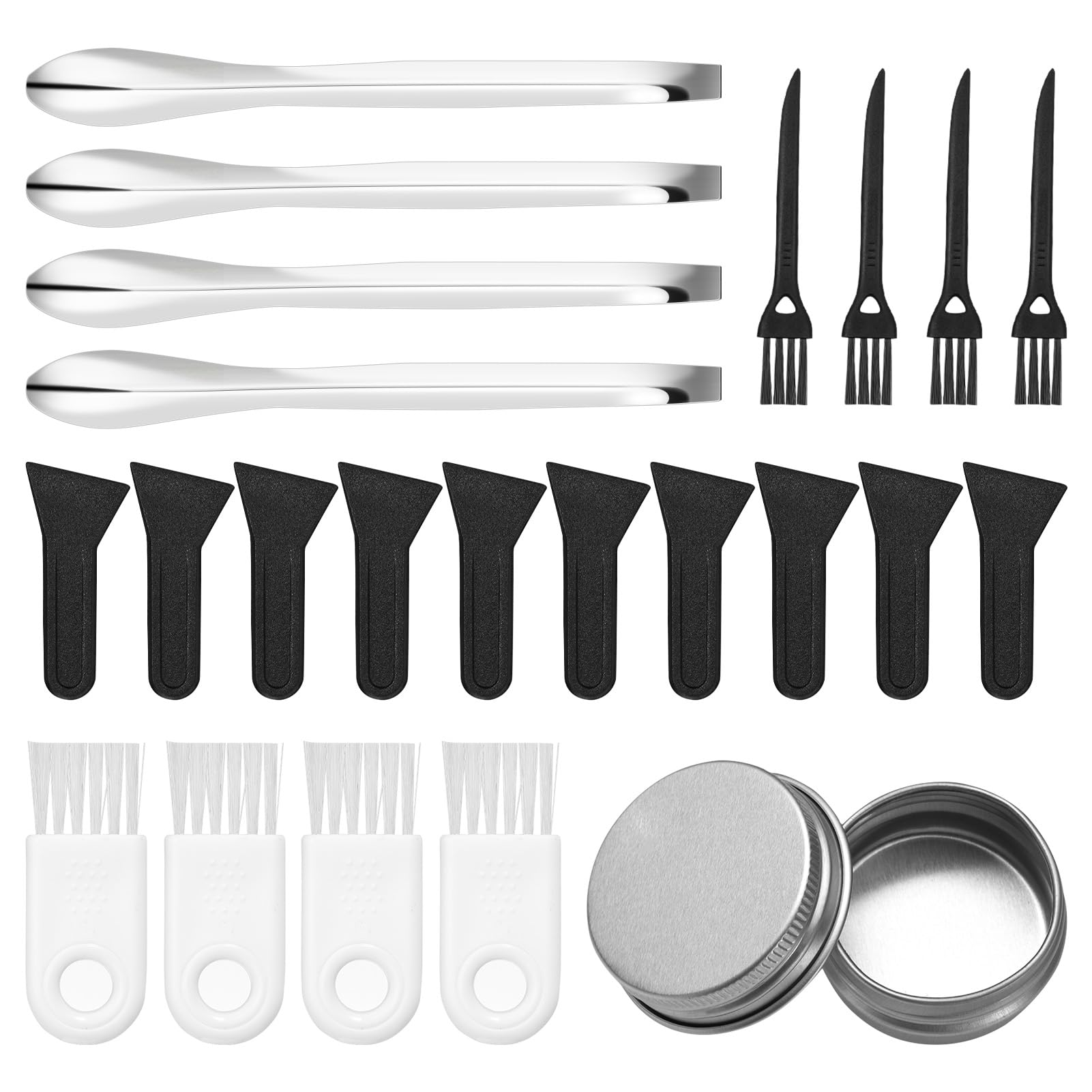 23Pcs Pollen Scrapers Kit for Grinder, Grinder Cleaning Kit Including Scrapers, Cleaning Brushes, Spoons and Aluminium Storage Jar