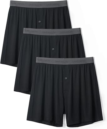DAVID ARCHY Mens Bamboo Rayon Boxers Breathable Cooling Mens Boxer Shorts with Button Fly Relaxed Fit Underwear 3/4/5 Pack