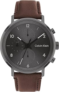 Reloj Analógico de Cuarzo multifunción para hombre con Correa en piel Marrón oscuro - 25200110