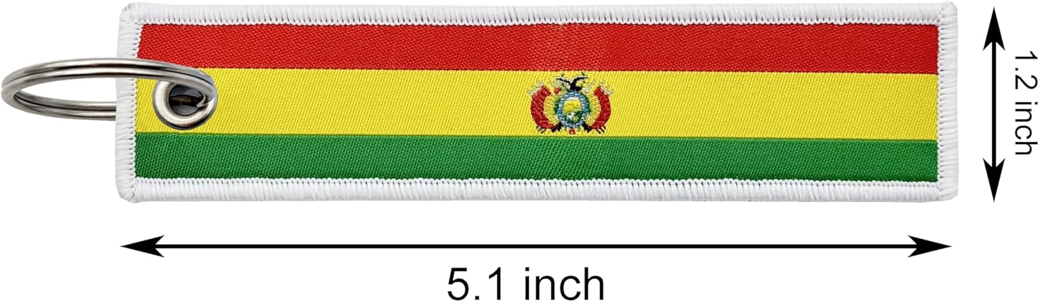 3 Pcs Bolivia Bolivians Country Flag Keychain,Woven label Key Chains for Car Keys,Fabric Key Chains Men and Women,Used for Various Decorations. - Image 2