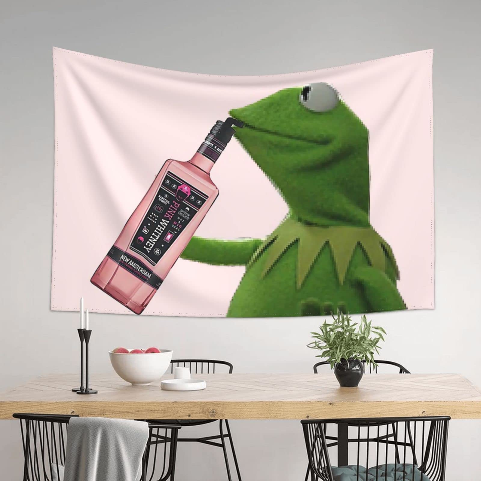 Amazon.com: Gngtapestry Kermit Pink Funny Tapestry Meme Banner