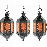 Vista 16 de Vela Lanterns Farol lámpara portavelas decorativo marroquí colgante de 11.5 pulgadas, portavelas de té para interiores y exteriores, para patio
