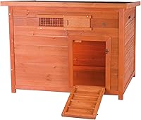 TRIXIE Natura Duck Coop - Portable Wooden Duck House for Ducks, Chickens, Quails - Hinged Roof, Ramp Door, Brown