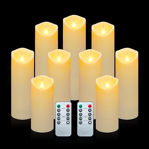 Aignis 9pcs Flameless LED Candles Battery Operated with 10-Key Remote