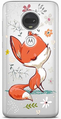 Miniatura 3 de Mertak Funda de teléfono compatible con Motorola Edge + Moto G9 G8 Plus G7 Play Power Z4 TPU Animal Fox Funda ligera floral flexible de silicona