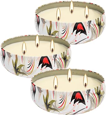 Citronella Candles Outdoor, 3 Pack 12oz Large Candle 3-Wick Natural Soy Wax Summer Scented Natural Set Soy Wax with 240-Hour Burn Time Red