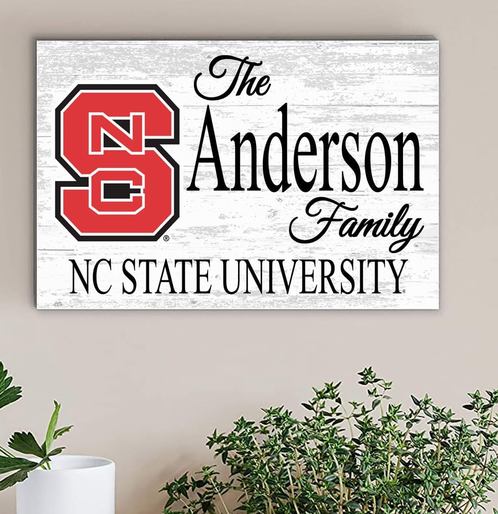 NC State Family Name Sign Solid Wood for Wolfpack Family, Fans, Alumni, Students or Graduation