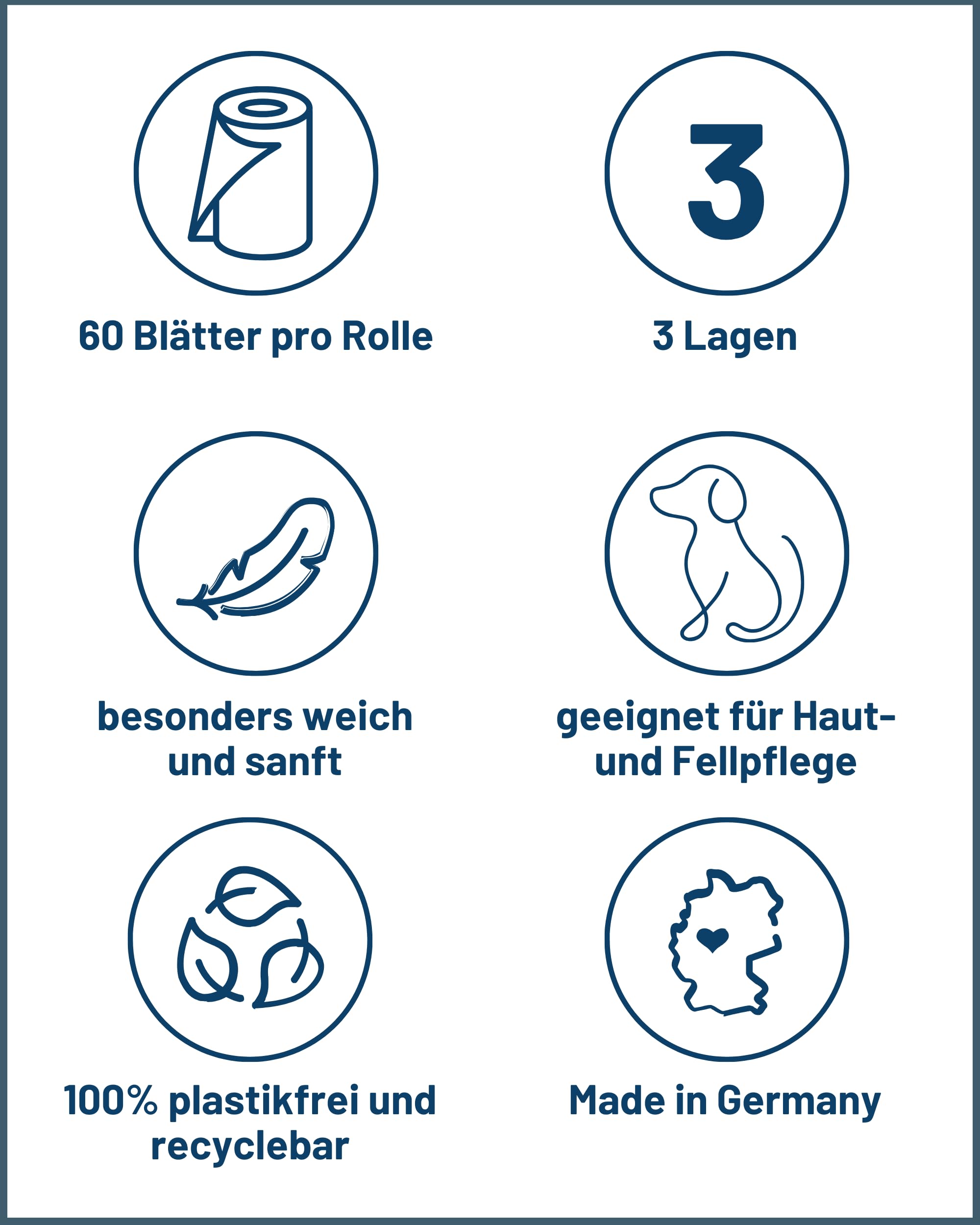 œcolife Hundehandtuch naturell, 9 Rollen, 55x37cm, 60 Blatt, Einweg-Papiertücher für Haustiere, Ungebleichter Zellstoff, Extra Saugstark & Reißfest, Naturbraun