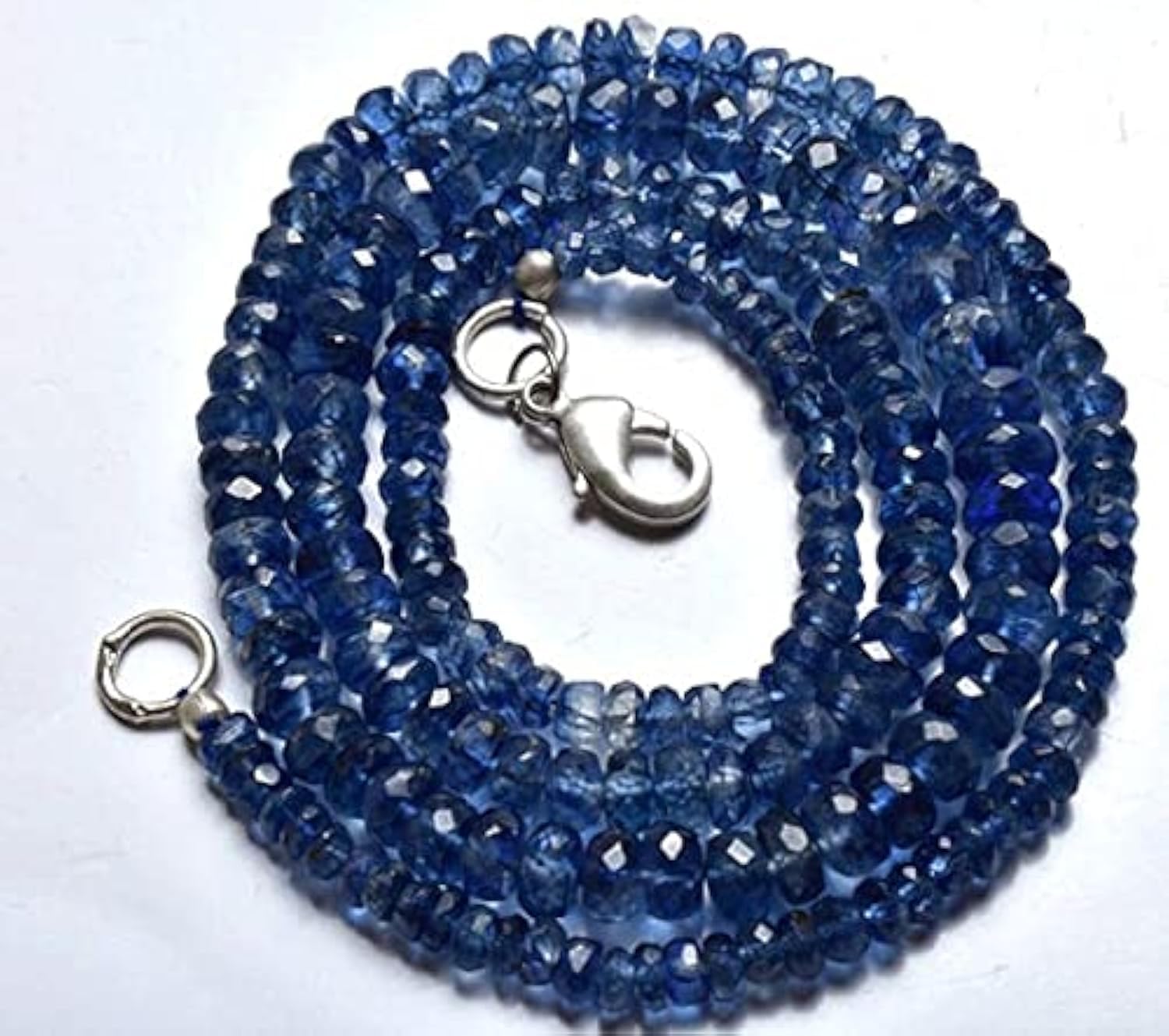Perles de cyanite sombre naturelle en rondelles facettées 3-6mm pour collier