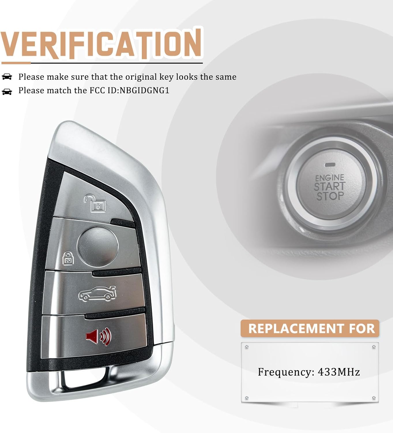 Keyless Entry Car Key Fob NBGIDGNG1 Replacement for 2014 - 2016 BMW X5/X6(Single) - Image 2