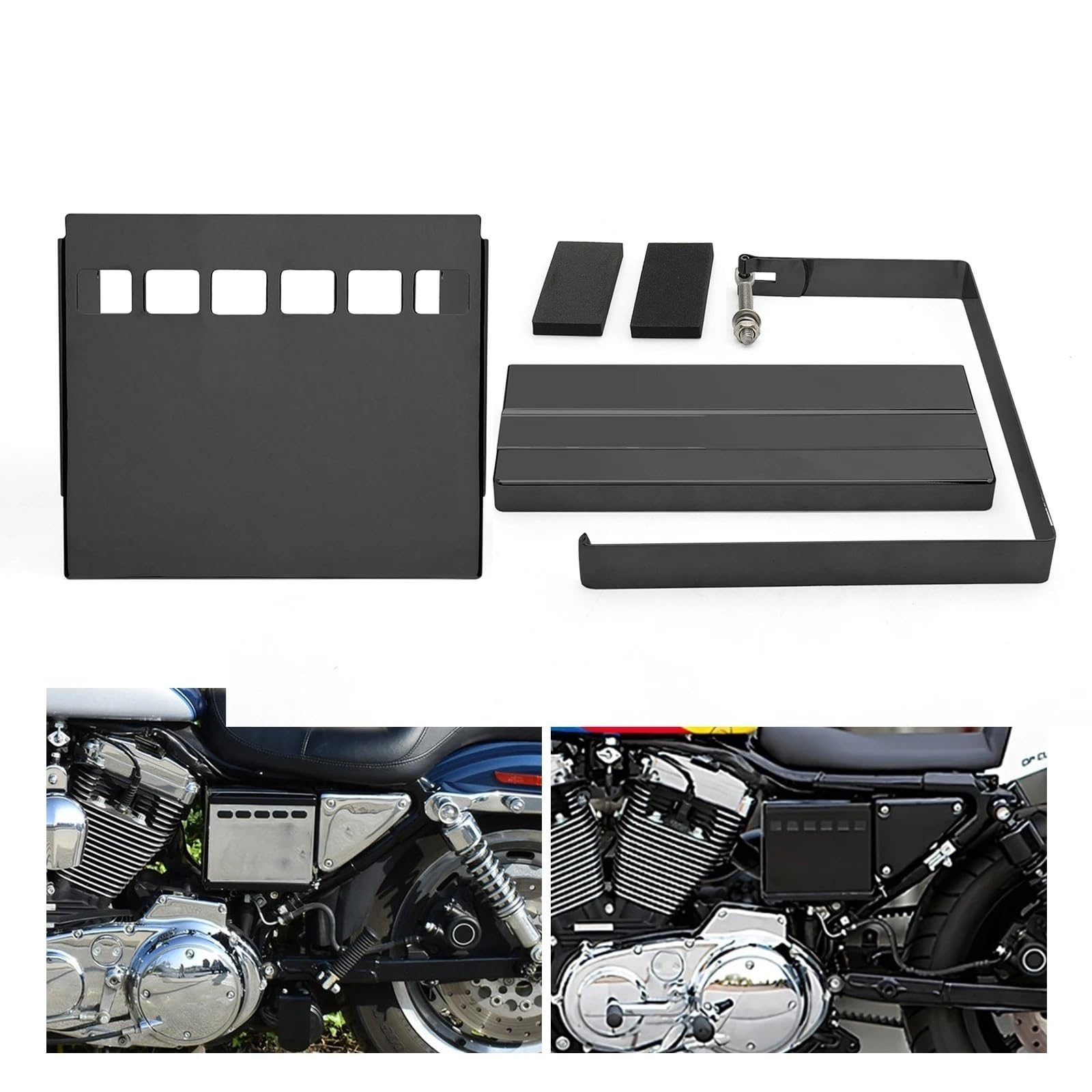 Moto Copertura Laterale della Batteria Kit copri batteria con scanalatura quadrata per moto, adatto per Harley Sportster XLH 1200 883 1991-1997, sostituisce l'OEM 66347-91 Carenatura Copertura Lateral