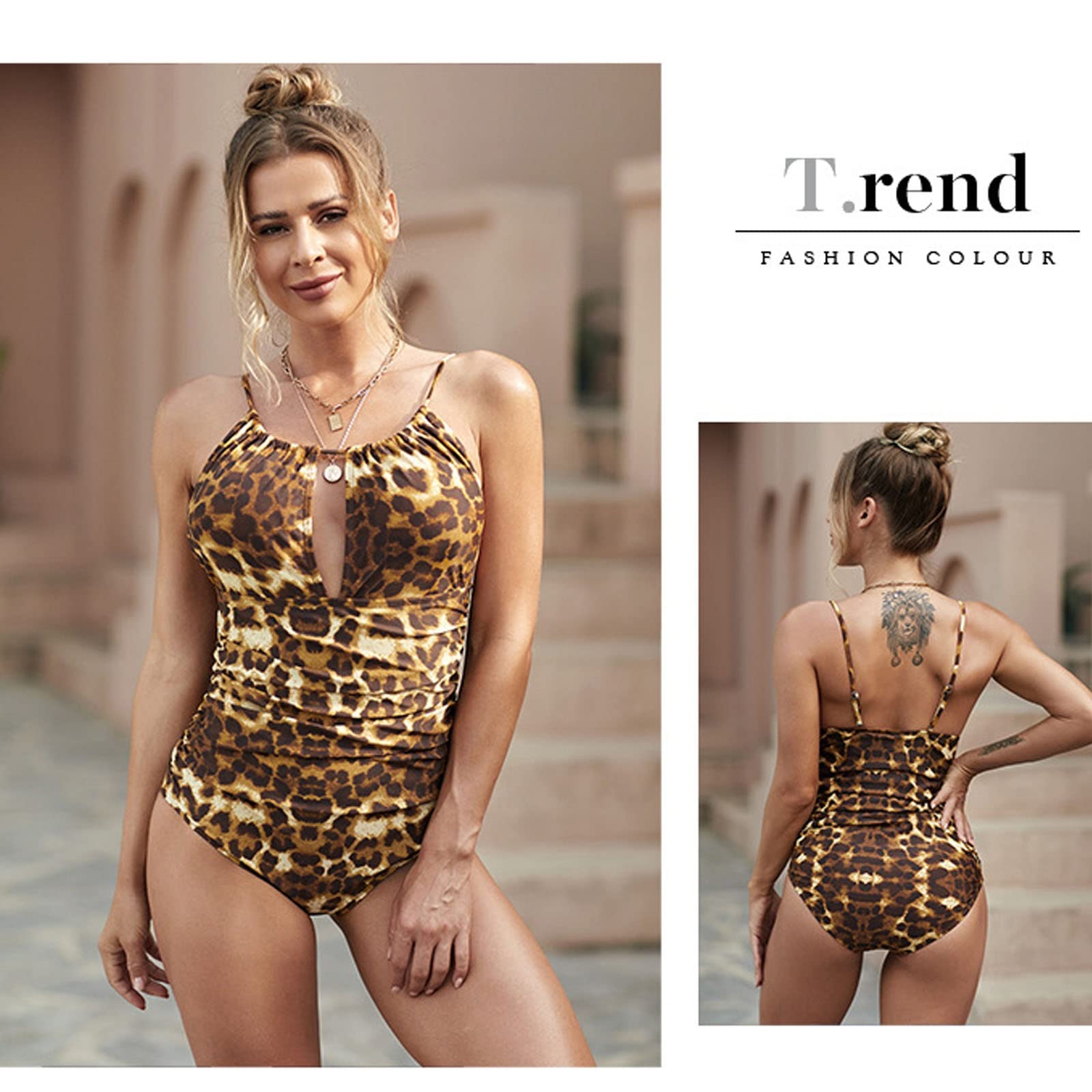 Dziewczęcy leopard push up strój kąpielowy jednoczęściowy strój kąpielowy kobiety bandaż kostium kąpielowy damski seksowny lato plaża odzież kontrola brzucha monokini ubrania (kolor: D, rozmiar: L)