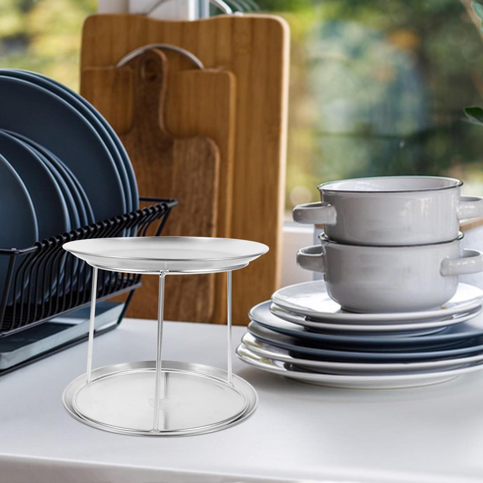 PRETYZOOM Set da 3 Portavassoi Multifunzione in Acciaio Inox per Frutti di Mare e Snack, Doppio Strato, per Uso in Ristoranti e Presentazioni di Buffet
